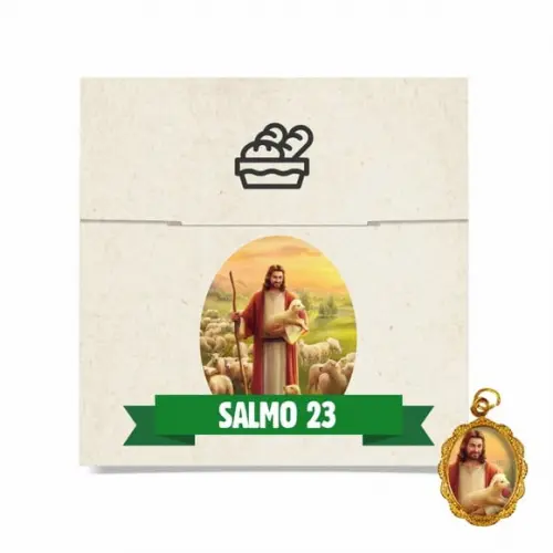 Cartão Personalizado + Medalhinha Salmo 23