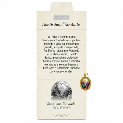 Cartão Personalizado + Medalhinha Santíssima Trindade
