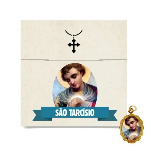 Cartão Personalizado + Medalhinha São Tarcísio