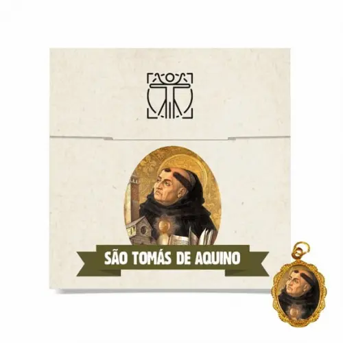 Cartão Personalizado + Medalhinha São Tomás de Aquino