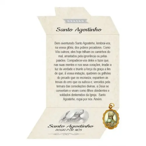 Cartão Personalizado + Medalhinha Santo Agostinho