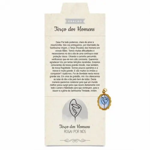 Cartão Personalizado + Medalhinha Terço dos Homens