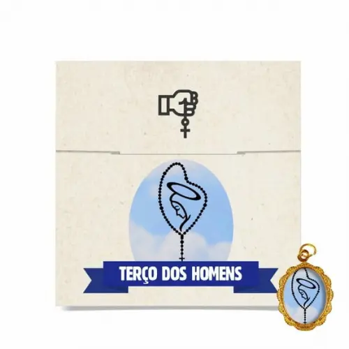 Cartão Personalizado + Medalhinha Terço dos Homens