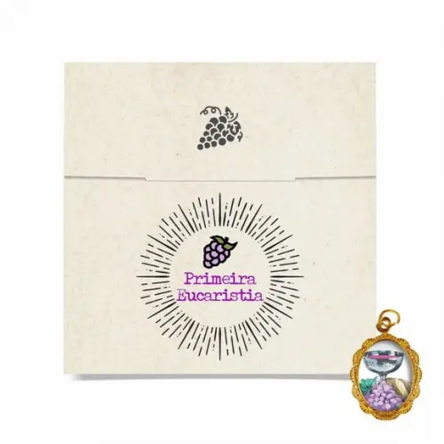 Cartão personalizado 1ª Eucaristia + medalhinha