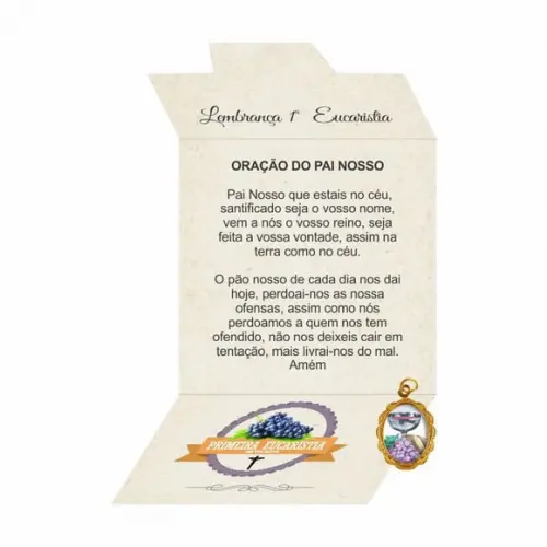Cartão personalizado 1ª Eucaristia + medalhinha