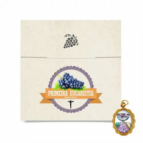 Cartão personalizado 1ª Eucaristia + medalhinha