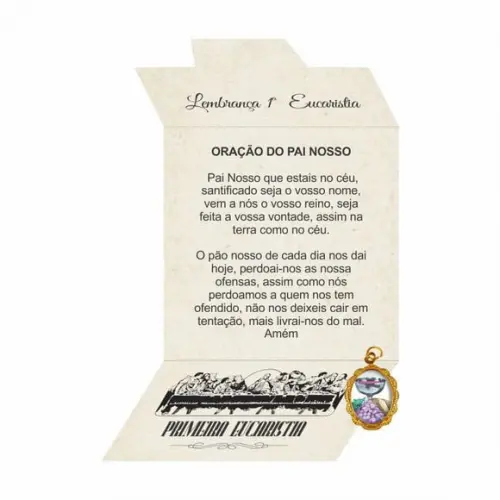 Cartão personalizado 1ª Eucaristia + medalhinha