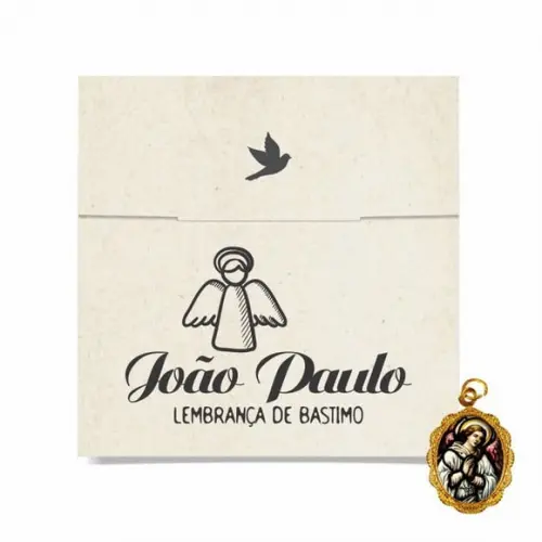 Cartão personalizado Batismo + medalhinha