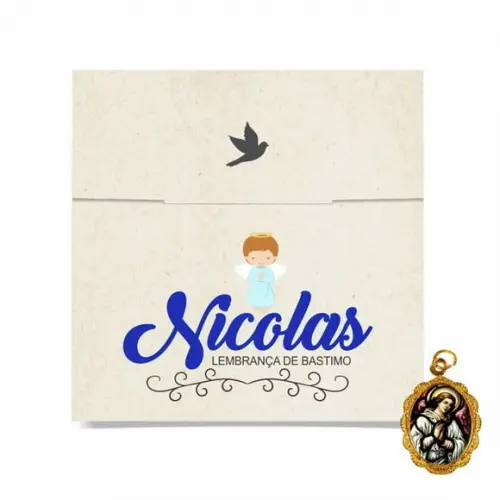 Cartão personalizado Batismo + medalhinha