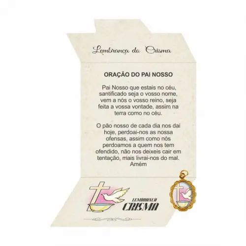 Cartão personalizado Crisma + medalhinha