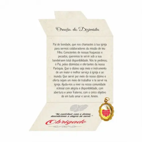 Cartão personalizado Dizimista + medalhinha