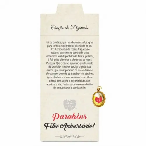 Cartão personalizado Dizimista + medalhinha