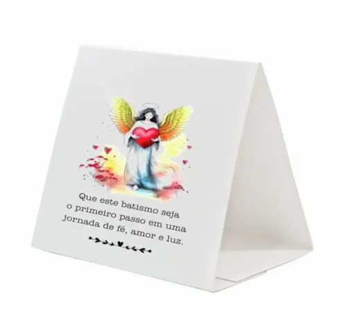 Cartão Prisma Batismo Person. c/ Aplique Sabonete Anjo.