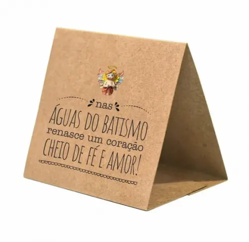 Cartão Prisma Batismo Person. c/ Aplique Sabonete Flor