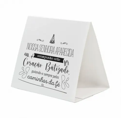 Cartão Prisma Batismo Personalizado. c/ Aplique Medalha Nsra