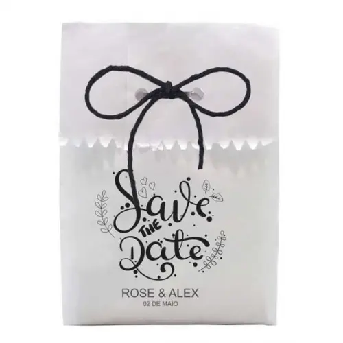 CASAMENTO - SAQUINHO PAPEL PERSONALIZADO. C/ FURO E CORDÃO