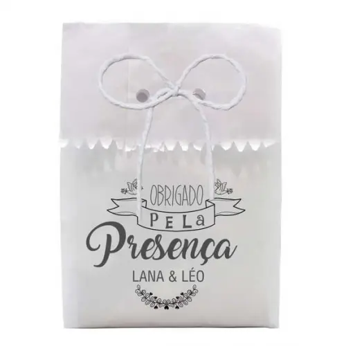 CASAMENTO - SAQUINHO PAPEL PERSONALIZADO. C/ FURO E CORDÃO