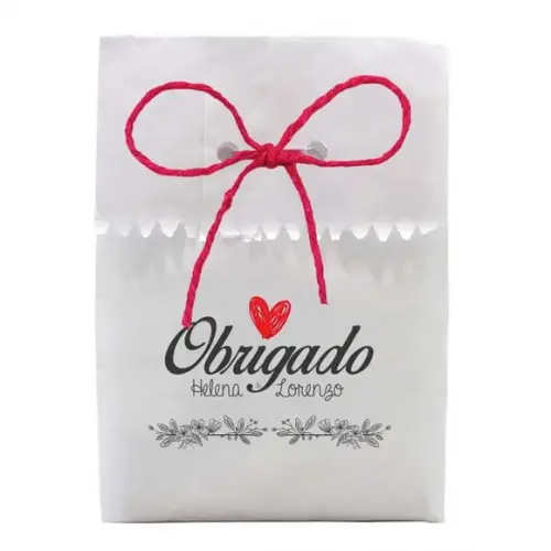 CASAMENTO - SAQUINHO PAPEL PERSONALIZADO. C/ FURO E CORDÃO