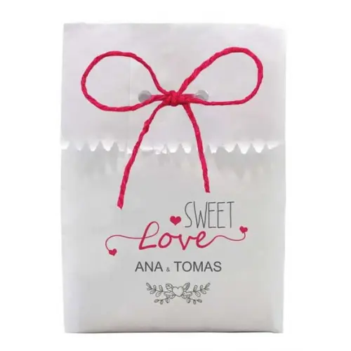 CASAMENTO - SAQUINHO PAPEL PERSONALIZADO. C/ FURO E CORDÃO