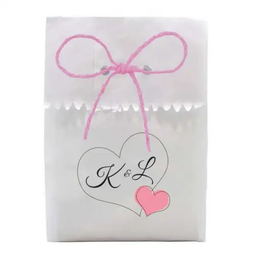 CASAMENTO - SAQUINHO PAPEL PERSONALIZADO. C/ FURO E CORDÃO