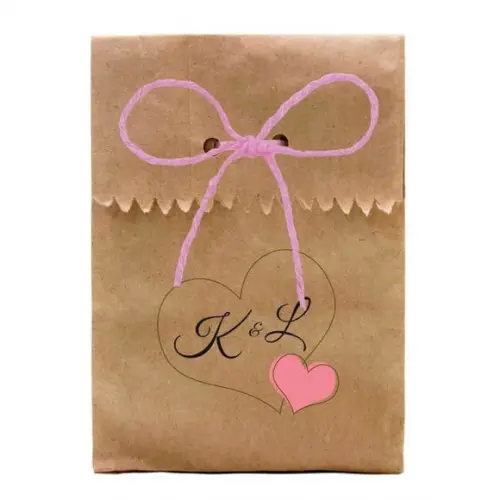 CASAMENTO - SAQUINHO PAPEL PERSONALIZADO. C/ FURO E CORDÃO