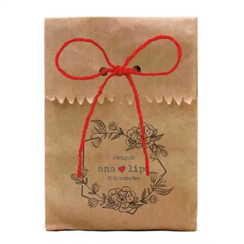 CASAMENTO - SAQUINHO PAPEL PERSONALIZADO. C/ FURO E CORDÃO