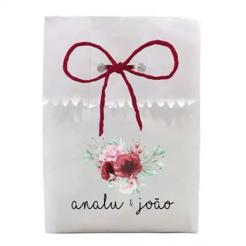 CASAMENTO - SAQUINHO PAPEL PERSONALIZADO. C/ FURO E CORDÃO