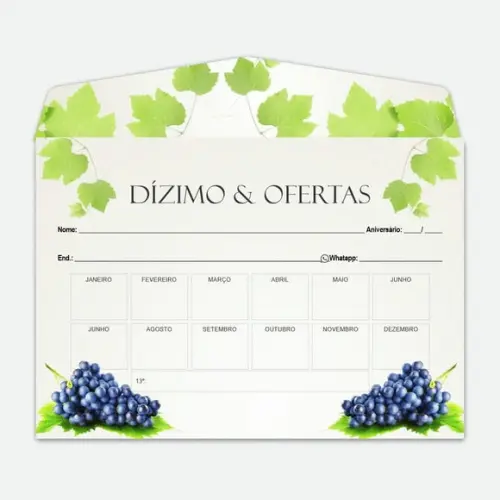Envelope Dízimo Personalizado, Colorido.