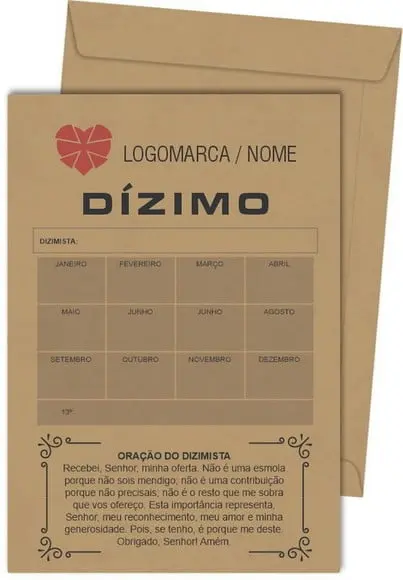 Envelope dízimo personalizado.