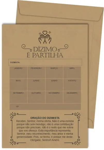 Envelope dízimo personalizado.