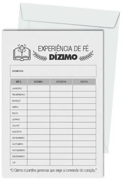 Envelope dízimo personalizado.