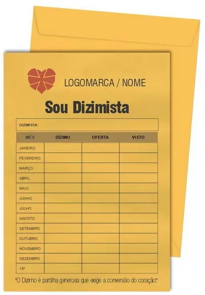 Envelope dízimo personalizado.