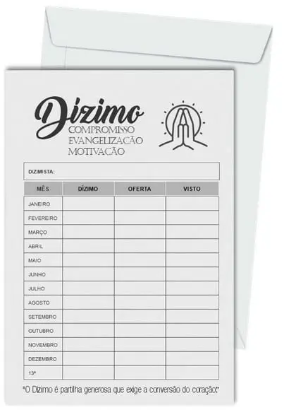 Envelope Dízimo Personalizado.