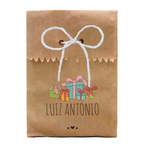 FESTAS - SAQUINHO PAPEL PERSONALIZADO. C/ FURO E CORDÃO