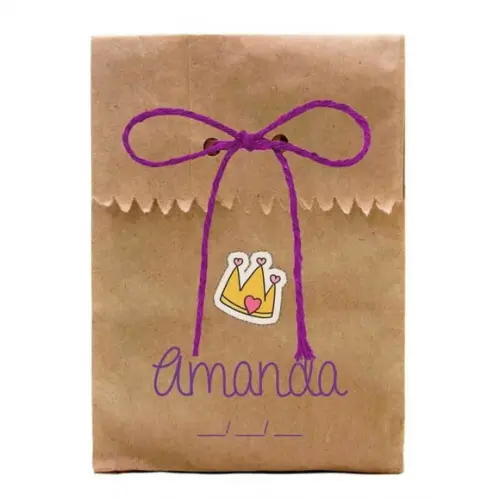INFANTIL - SAQUINHO PAPEL PERSONALIZADO. C/ FURO E CORDÃO