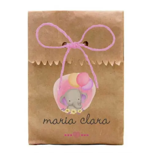 INFANTIL - SAQUINHO PAPEL PERSONALIZADO. C/ FURO E CORDÃO
