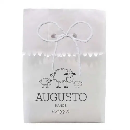INFANTIL - SAQUINHO PAPEL PERSONALIZADO. C/ FURO E CORDÃO