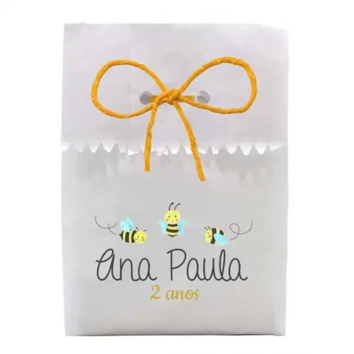 INFANTIL - SAQUINHO PAPEL PERSONALIZADO. C/ FURO E CORDÃO