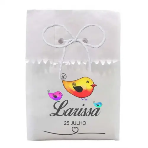 INFANTIL - SAQUINHO PAPEL PERSONALIZADO. C/ FURO E CORDÃO