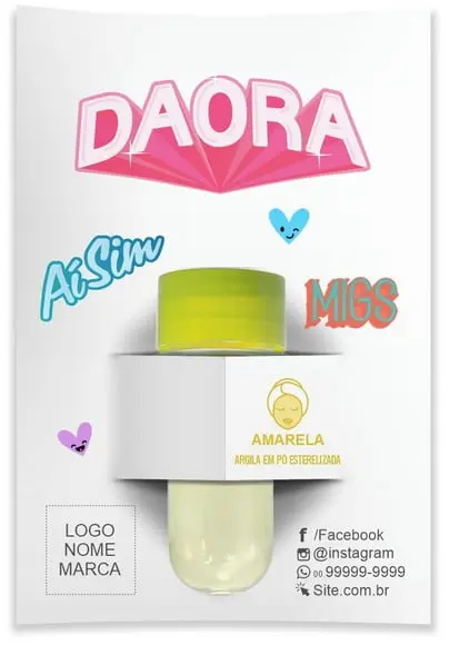 Kit argila facial personalizado, Daora. Cor amarela.