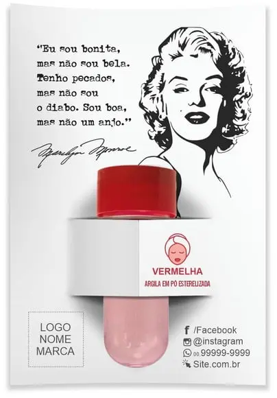 Kit Argila Facial Personalizado, Marilyn. Cor Vermelha.