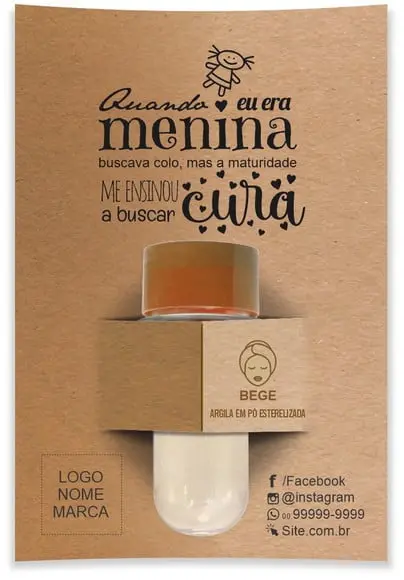 Kit argila facial personalizado, Menina. Cor bege.