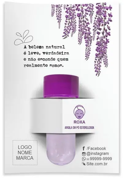 Kit Argila Facial Personalizado, Natural. Cor Roxa.