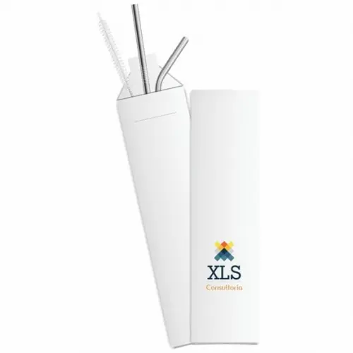 Kit Canudo Inox c/ 3 Pçs + Embalagem Personalizados