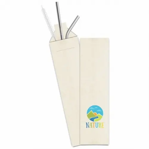 Kit Canudo Inox c/ 3 Pçs + Embalagem Personalizados