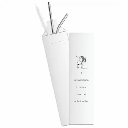 Kit Canudo Inox c/ 3 Pçs + Embalagem Personalizados