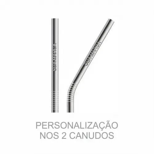 Kit Canudo Inox c/ 3 Pçs + Embalagem Personalizados