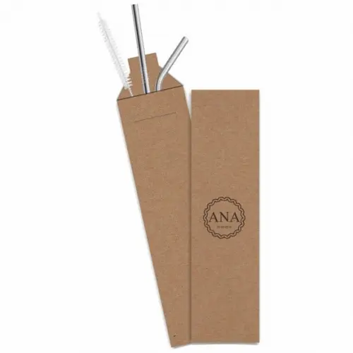 Kit Canudo Inox c/ 3 Pçs + Embalagem Personalizados