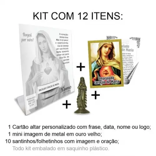 Kit Cartão Altar + Imagem da Imaculado Coração de Maria, M2