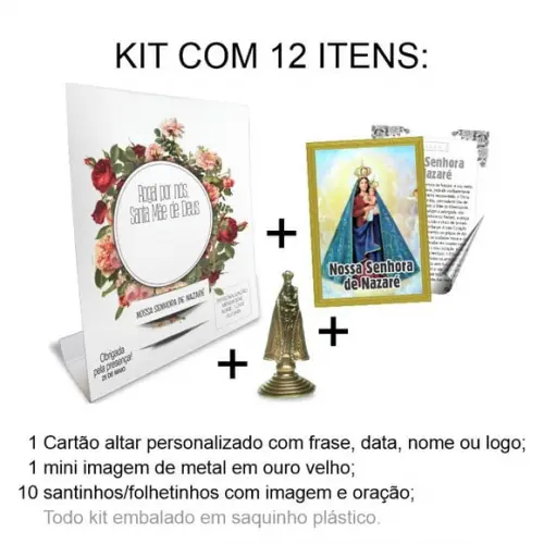 Kit Cartão Altar + Imagem de Nossa Senhora de Nazaré, M1